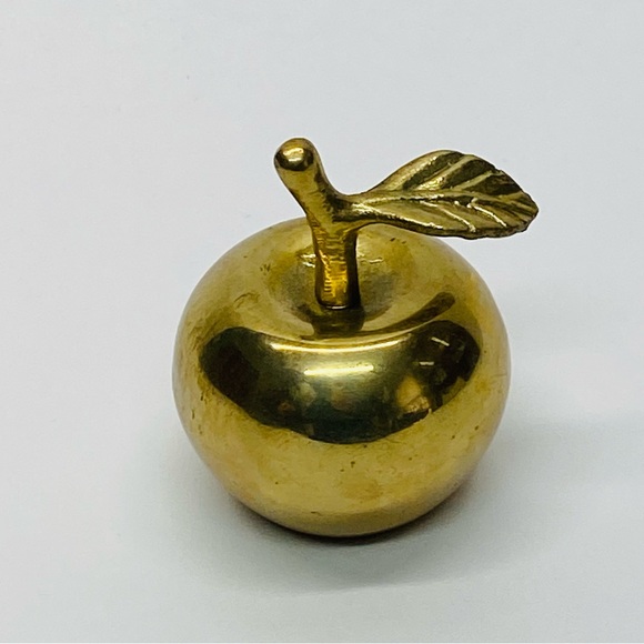 Vintage Brass Apple Bell Whimsical Gift Teacher Appreciation Brass Collector - Picture 3 of 8